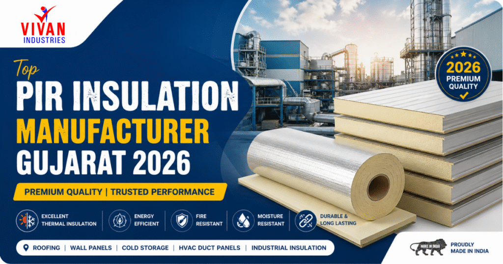 Top PIR insulation manufacturer in Gujarat showcasing premium quality PIR panels and rolls used in industrial and commercial applications