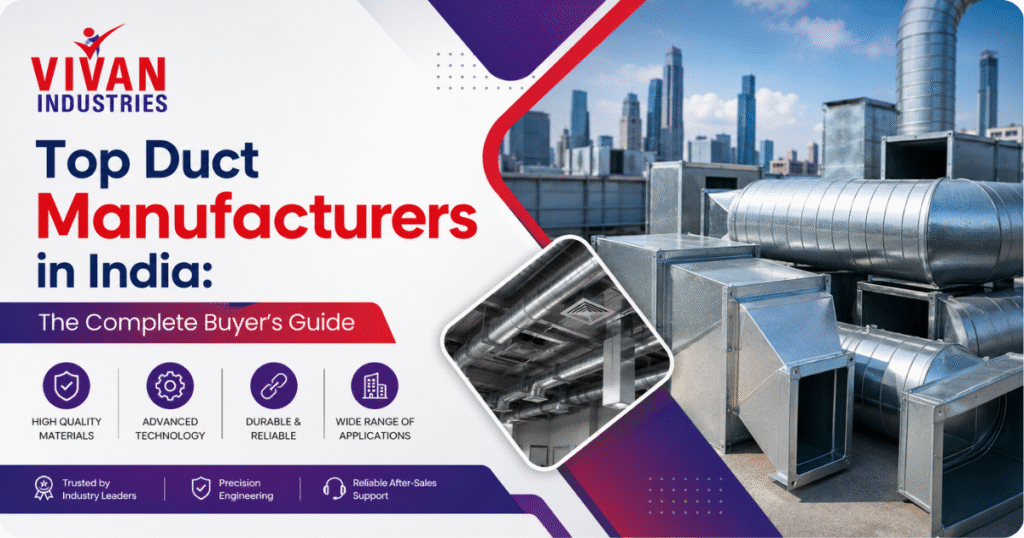 Top duct manufacturers in India guide featuring industrial HVAC duct systems and ventilation solutions by Vivan Industries.