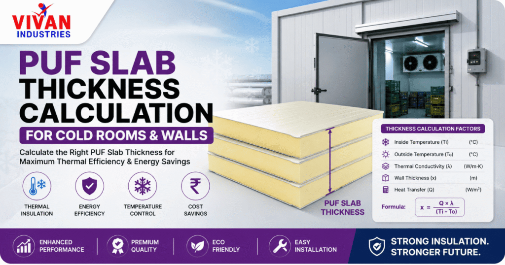 PUF Slab Thickness Calculation for Cold Rooms & Walls – Complete Insulation Thickness Guide